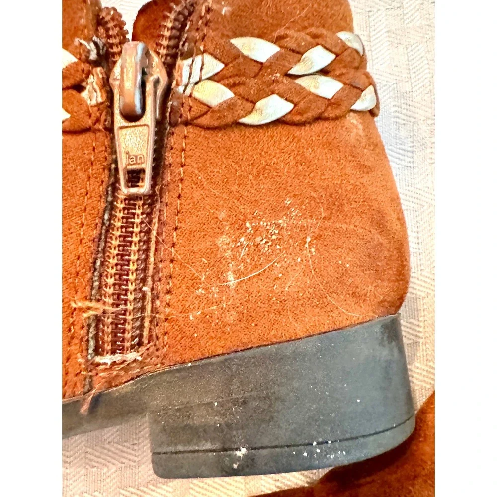 Wonder Nation Toddler Girls Western Fringe Ankle Boots Brown Size 7 Braided Trim